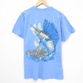 00s 半袖Tシャツ 魚 ライトブルー メンズL相当 | 古着
