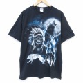 00s 半袖Tシャツ スカルオオカミ ブラック メンズXL相当 | 古着