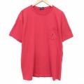XL★古着 ラルフローレン 半袖 ビンテージ ブランド Tシャツ メンズ 90年代 90s ワンポイントロゴ 胸ポケット付き 大きいサイズ コットン クルーネック USA製 レッド【spe】 26jun10