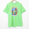 XL★古着 半袖 Tシャツ メンズ 子供 コットン クルーネック グリーン 26jun12