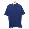 80s 半袖Tシャツ 胸ポケット ネイビー メンズL相当 | 古着