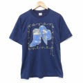 90s 半袖Tシャツ ハット ブーツ ネイビー メンズM相当 | 古着
