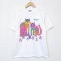 オニータ 90s 半袖Tシャツ ネコ ホワイト メンズL相当 | 古着