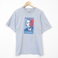 ヘインズ 00s 半袖Tシャツ オバマ大統領 グレー メンズL相当 | 古着