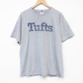 00s 半袖Tシャツ Tufts 霜降りグレー メンズXL相当 | 古着