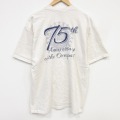 90s 半袖Tシャツ 75周年記念 ベージュ メンズXL相当 | 古着