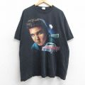 XL★古着 半袖 ビンテージ ロック バンド Tシャツ メンズ 90年代 90s エルヴィスプレスリー 大きいサイズ クルーネック 黒 ブラック 25aug05 中古