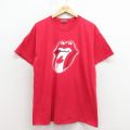 L★古着 ヘインズ 半袖 ビンテージ ロック バンド Tシャツ メンズ 00年代 00s ローリングストーンズ コットン クルーネック 赤【spe】 26mar30