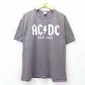 XL★古着 半袖 ビンテージ ロック バンド Tシャツ メンズ 00年代 00s AC/DC 大きいサイズ コットン クルーネック 濃グレー 26apr25