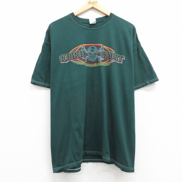 【50%OFF】XL★古着 半袖 ビンテージ Tシャツ メンズ 00年代 00s レーシングカー Rickie Gaunt 大きいサイズ コットン クルーネック 緑 グリーン 24mar30 中古