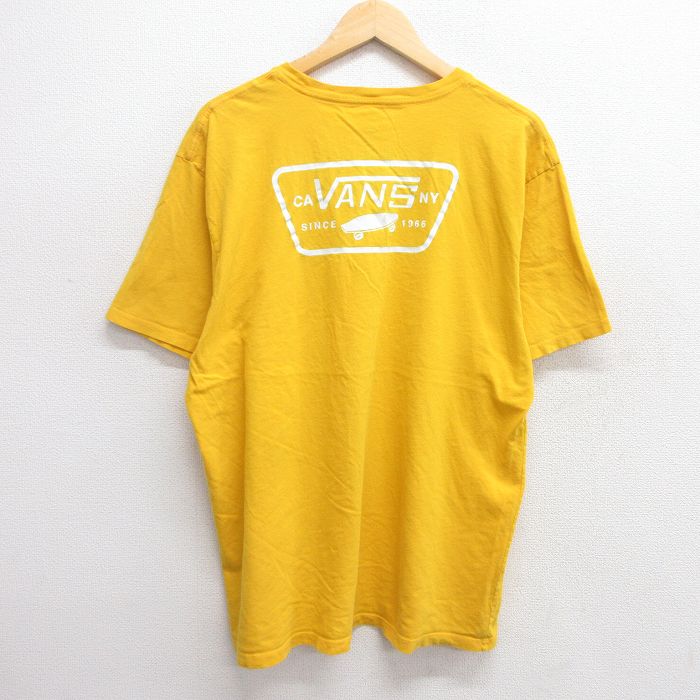 XL★古着 バンズ VANZ 半袖 Tシャツ メンズ ワンポイントロゴ コットン クルーネック 黄 イエロー 25apr25 中古