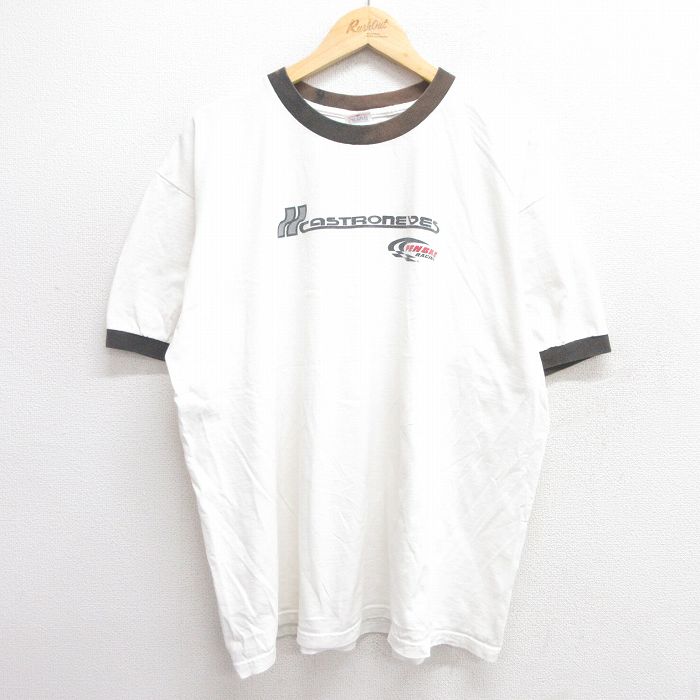 XL★古着 半袖 ビンテージ Tシャツ メンズ 00年代 00s ペンスキー レーシング エリオカストロネベス 大きいサイズ コットン クルーネック 白他 ホワイト リンガー 25apr25 中古