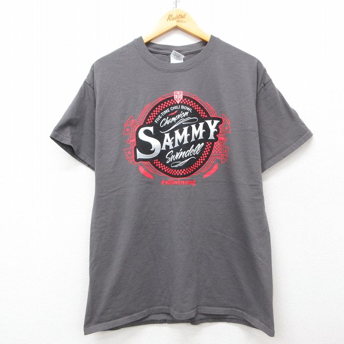 【50%OFF】L★古着 半袖 Tシャツ メンズ 車 サミースウィンデル コットン クルーネック 濃グレー 25may09 中古