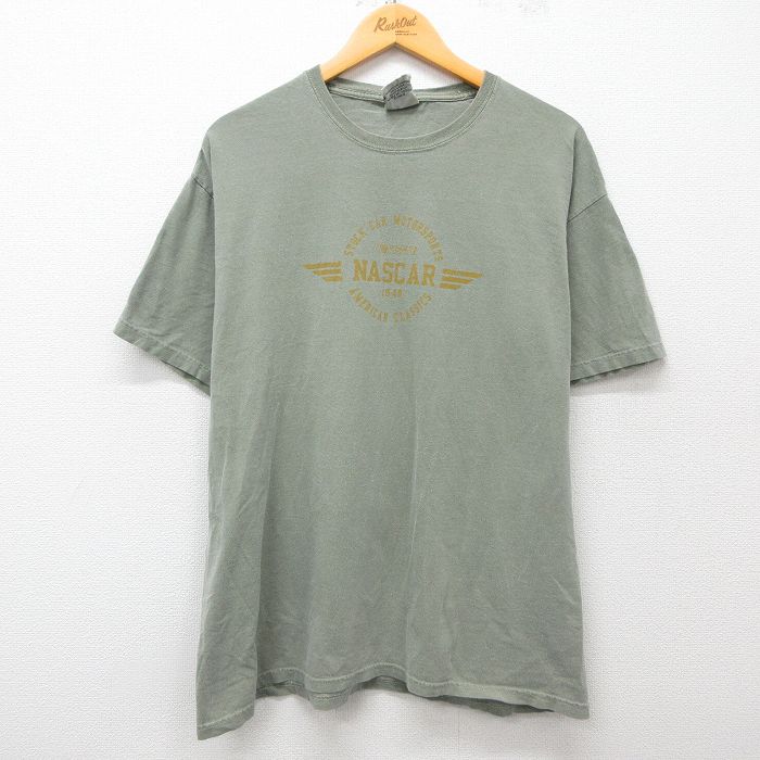 XL★古着 半袖 ビンテージ Tシャツ メンズ 00年代 00s NASCAR コットン クルーネック 緑系 グリーン 25may09 中古