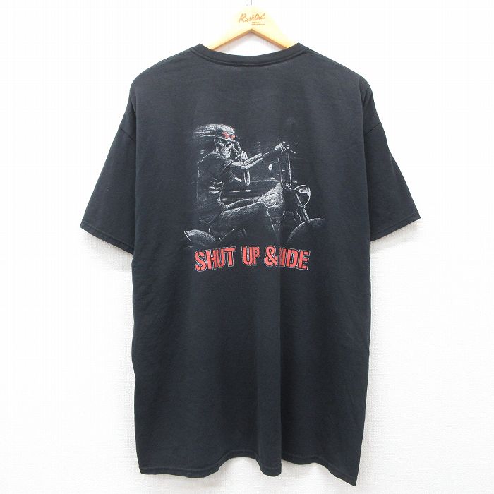 XL★古着 ジャージーズ 半袖 Tシャツ メンズ バイク スケルトン 大きいサイズ クルーネック 黒 ブラック 25may09 中古