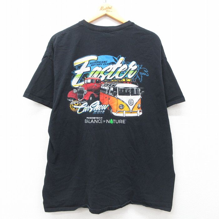 XL★古着 半袖 Tシャツ メンズ 車 イースタン 大きいサイズ コットン クルーネック 黒 ブラック 25may09 中古