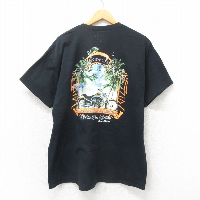 XL★古着 ハーレーダビッドソン Harley Davidson 半袖 Tシャツ メンズ コスタリカ コットン クルーネック 黒 ブラック 25may12 中古