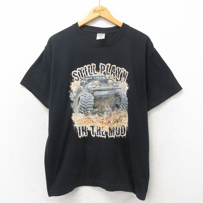 L★古着 ジャージーズ 半袖 Tシャツ メンズ 00年代 00s ジープ クルーネック 黒 ブラック 25may12 中古
