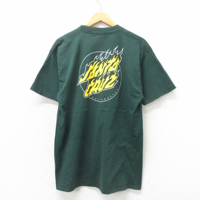 L★古着 サンタクルーズ 半袖 Tシャツ メンズ ビッグロゴ クルーネック 緑 グリーン 25may12 中古