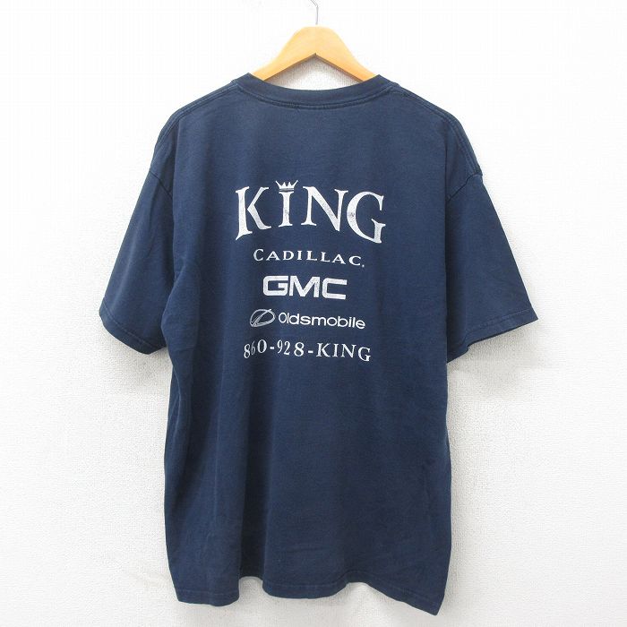 XL★古着 半袖 ビンテージ Tシャツ メンズ 00年代 00s キャデラック GMC 大きいサイズ コットン クルーネック 濃紺 ネイビー 25may12 中古