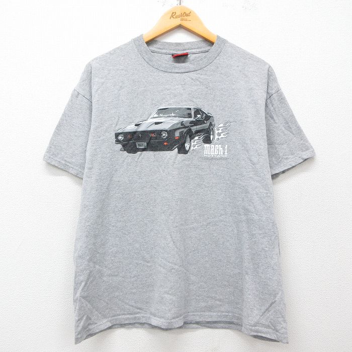 XL★古着 半袖 ビンテージ Tシャツ メンズ 00年代 00s フォード マスタング クルーネック グレー 霜降り 25may15 中古