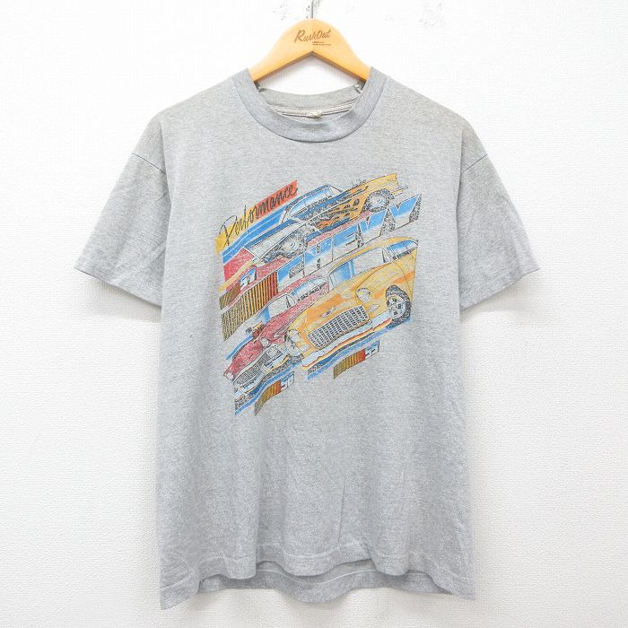 L★古着 スクリーンスターズ 半袖 ビンテージ Tシャツ メンズ 80年代 80s CHEVY クルーネック USA製 グレー 霜降り 25may15 中古