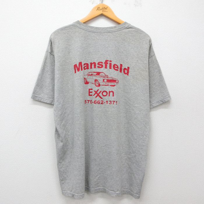 XL★古着 半袖 ビンテージ Tシャツ メンズ 00年代 00s Mansfield EXXON 車 大きいサイズ クルーネック グレー 霜降り 25may15 中古