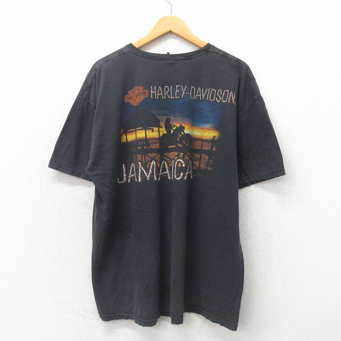 XL★古着 ハーレーダビッドソン Harley Davidson 半袖 Tシャツ メンズ ジャマイカ 大きいサイズ クルーネック 黒 ブラック 25may19 中古