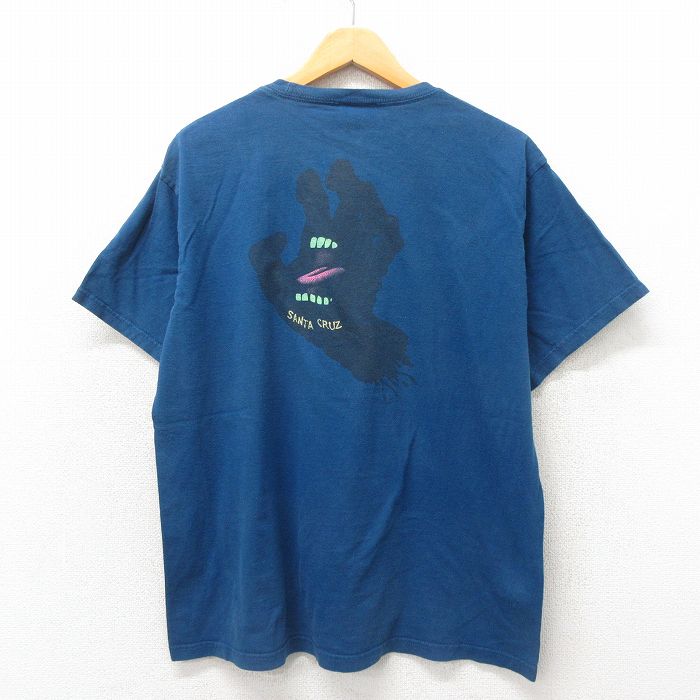 L★古着 半袖 ビンテージ Tシャツ メンズ 00年代 00s サンタクルーズ スクリーミングバンド コットン クルーネック 紺 ネイビー 【spe】 25may19 中古