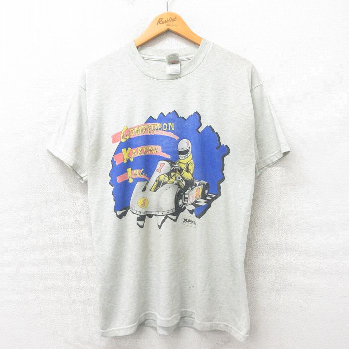 【50%OFF】フルーツオブザルーム 00s 半袖Tシャツ レーシングカー グレー L | 古着