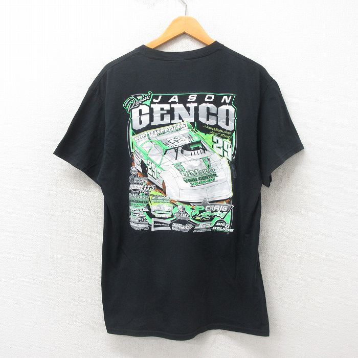【50%OFF】L★古着 半袖 ビンテージ Tシャツ メンズ 00年代 00s JASON GENCO レーシングカー コットン クルーネック 黒 ブラック 25may19 中古