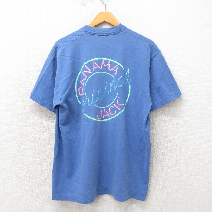 XL★古着 半袖 ビンテージ サーフ Tシャツ メンズ 90年代 90s パナマジャック サーフクラブ クルーネック 薄紺 ネイビー 25may19 中古