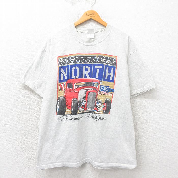 00s 半袖Tシャツ ホットロッド グレー霜降り XL | 古着
