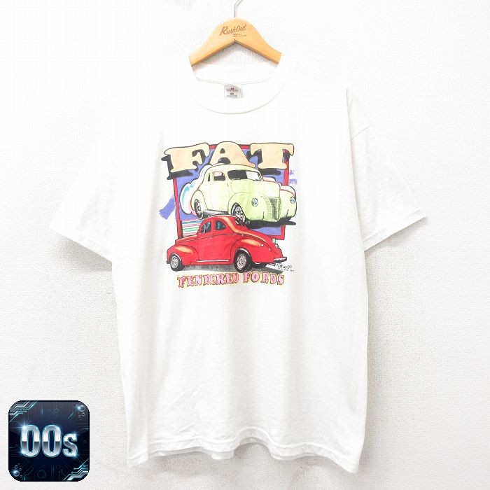 【50%OFF】フルーツオブザルーム 00s 半袖Tシャツ ホットロッド ホワイト XL | 古着