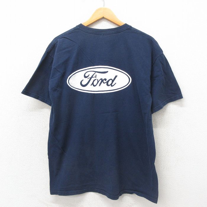 L★古着 半袖 ビンテージ Tシャツ メンズ 00年代 00s フォード コットン クルーネック 紺 ネイビー 25may30 中古