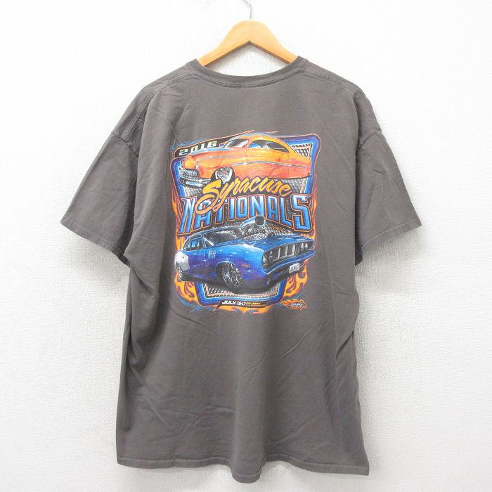 XL★古着 半袖 Tシャツ メンズ ホットロッド HOT ROD 大きいサイズ コットン クルーネック グレー 25may30 中古