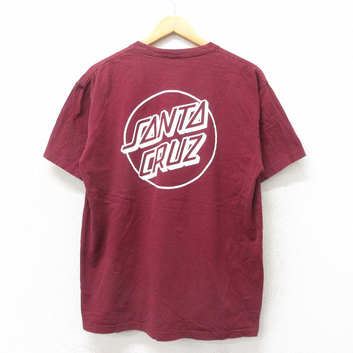 L★古着 サンタクルーズ 半袖 Tシャツ メンズ ビッグロゴ クルーネック エンジ 25may30 中古