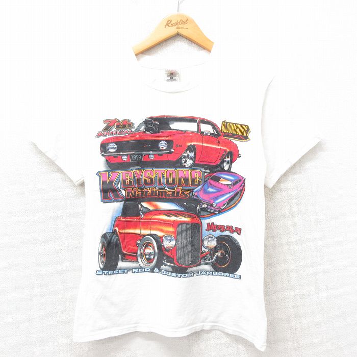 S★古着 フルーツオブザルーム 半袖 ビンテージ Tシャツ メンズ 00年代 00s　ホットロッド HOT ROD コットン クルーネック 白 ホワイト 25may30 中古