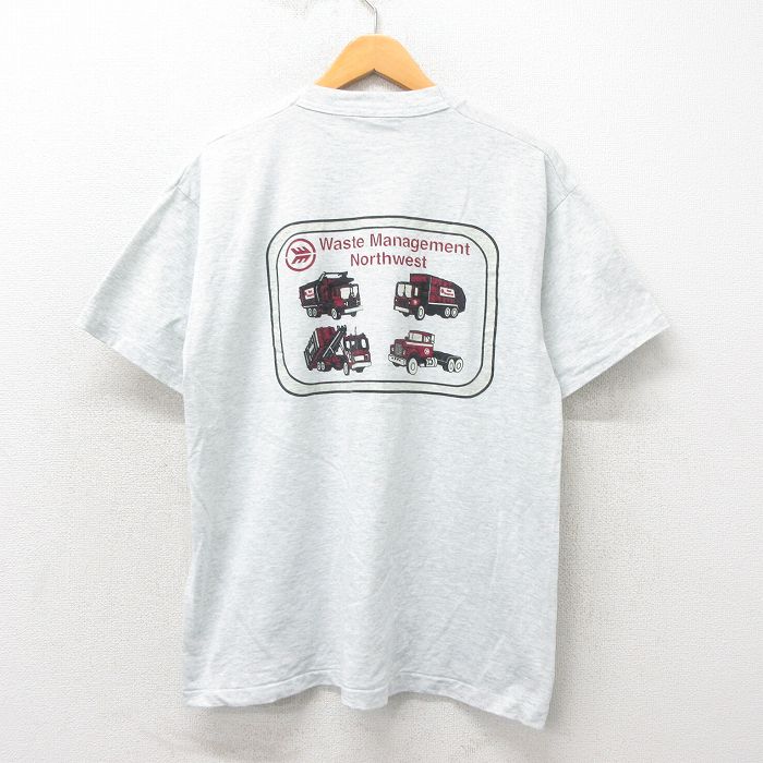 L★古着 フルーツオブザルーム 半袖 ビンテージ Tシャツ メンズ 90年代 90s トラック クルーネック USA製 グレー 霜降り 25may30 中古