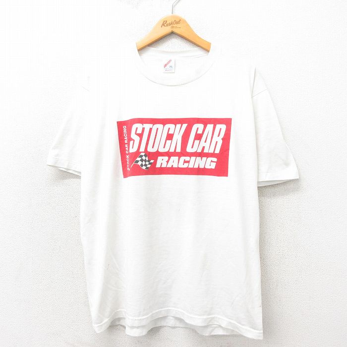 XL★古着 ジャージーズ 半袖 ビンテージ Tシャツ メンズ 90年代 90s ストックカーレーシング デイルアンハート クルーネック USA製 白 ホワイト 25may31 中古