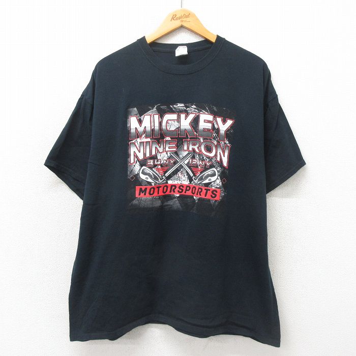 【50%OFF】XL★古着 半袖 Tシャツ メンズ レーシングカー 大きいサイズ コットン クルーネック 黒 ブラック 25may31 中古