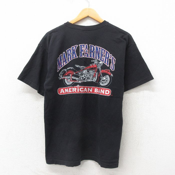 L★古着 半袖 ビンテージ Tシャツ メンズ 00年代 00s バイク コットン クルーネック USA製 黒 ブラック 25may31 中古