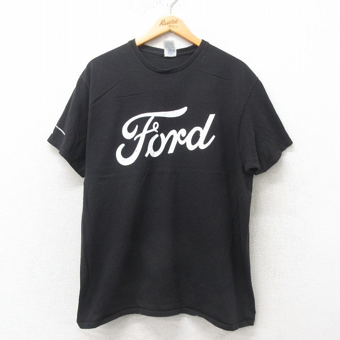 L★古着 半袖 Tシャツ メンズ フォード コットン クルーネック 黒 ブラック 25may31 中古