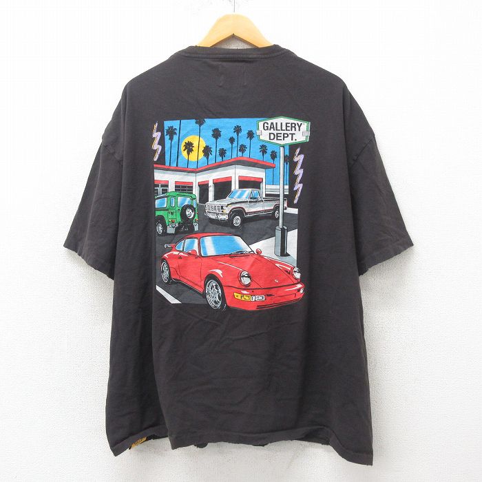 XL★古着 半袖 Tシャツ メンズ ポルシェ 大きいサイズ コットン クルーネック USA製 黒 ブラック すれ加工 25may31 中古