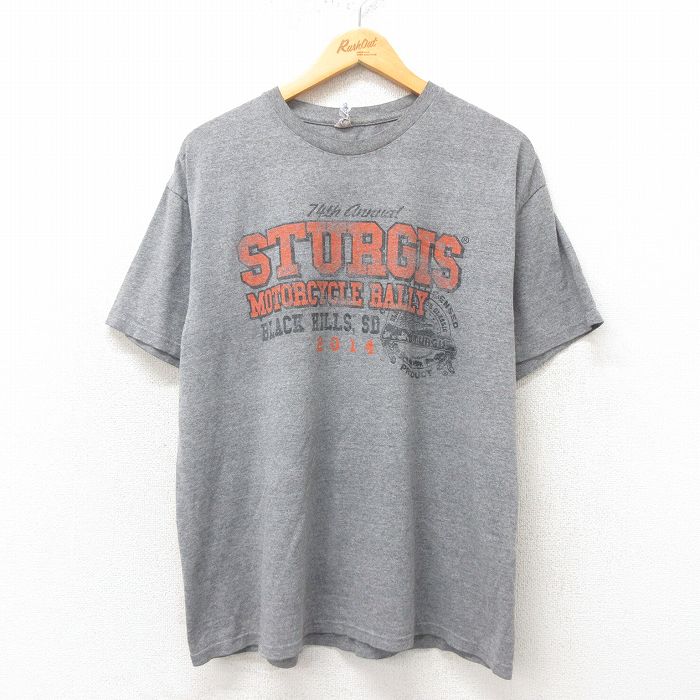 【20%OFF】XL★古着 半袖 Tシャツ メンズ スタージス クルーネック グレー 霜降り 25may31 中古
