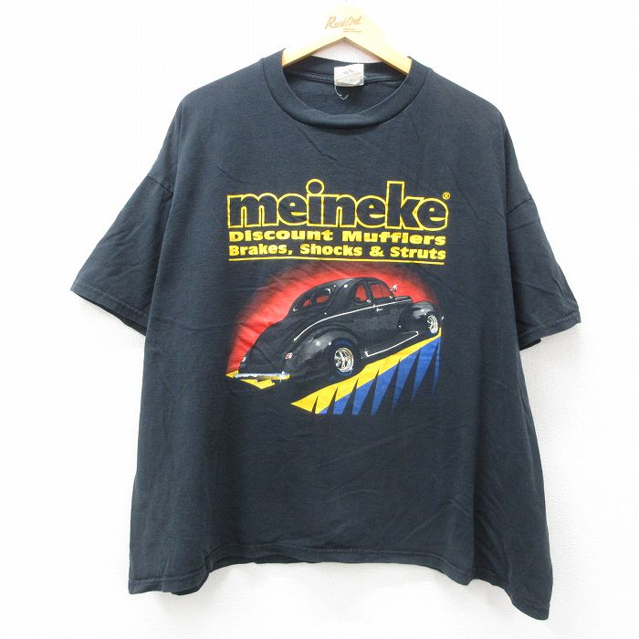 XL★古着 ジャージーズ 半袖 ビンテージ Tシャツ メンズ 車 meineke 大きいサイズ コットン クルーネック 黒 ブラック 25jun12 中古