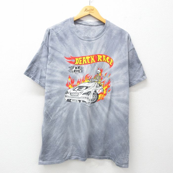 半袖Tシャツ レーシングカー グレータイダイ XL | 古着