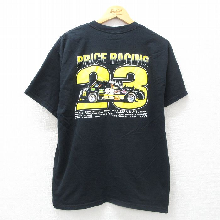 L★古着 半袖 ビンテージ Tシャツ メンズ 00年代 00s レーシングカー 23 コットン クルーネック 黒 ブラック 25jun12 中古
