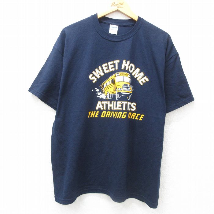 XL★古着 半袖 ビンテージ Tシャツ メンズ 00年代 00s バス クルーネック 濃紺 ネイビー 25jun12 中古