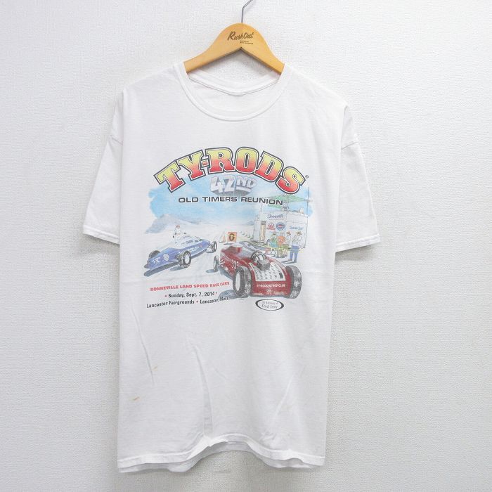 半袖Tシャツ レーシングカー ホワイト XL | 古着